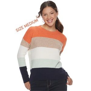 SO Color Block Stripe Pullover Sweater